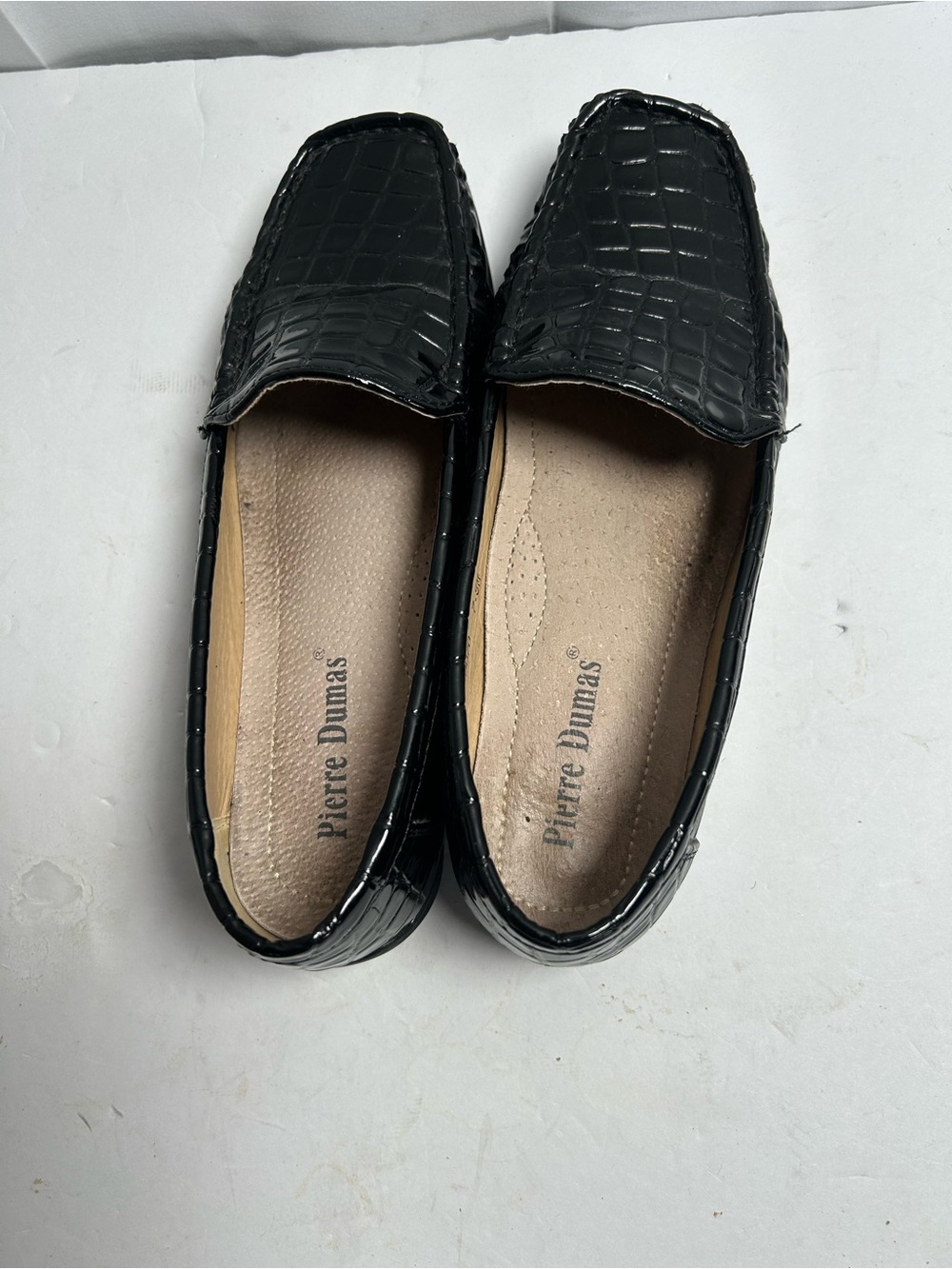 Pierre Dumas Black Croc-Embossed Slip-On Loafers